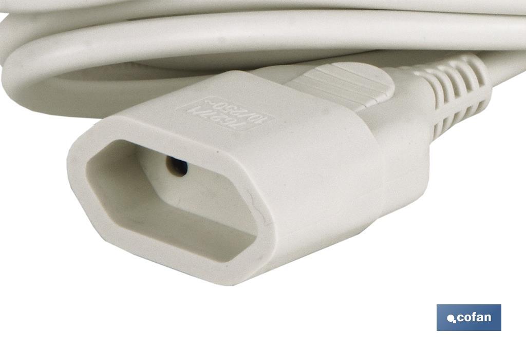 2-pole extension cord | Suitable for Europlug | White cable of 3 and 5 metres - Cofan