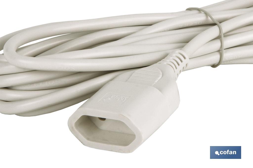 Prolongador de cable bipolar | Apto para enchufe de tipo espiga | Cable de 3 y 5 metros color blanco - Cofan