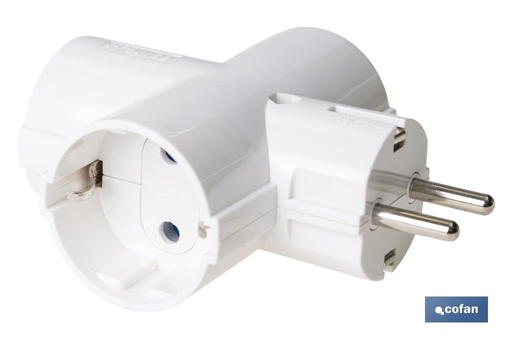 Adaptador triplo Schuko 2P+T | Cor Branco | 16 A - 250 V - Cofan