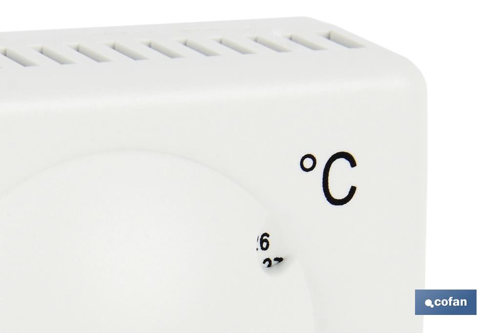 Termostato para calefacción analógico | Regulación de temperatura manual | Medidas 100 x 80 x 40 mm - Cofan