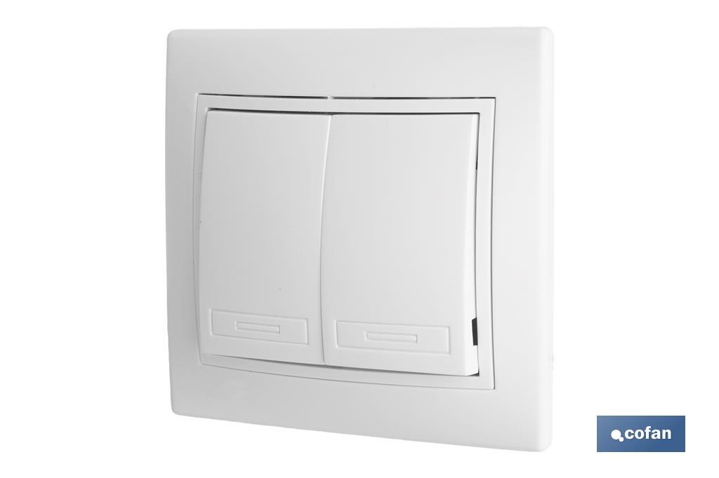 Double Interrupteur - Commutateur encastrable | Modèle Pacific | 10 A - 250 V | Couleur Blanche - Cofan