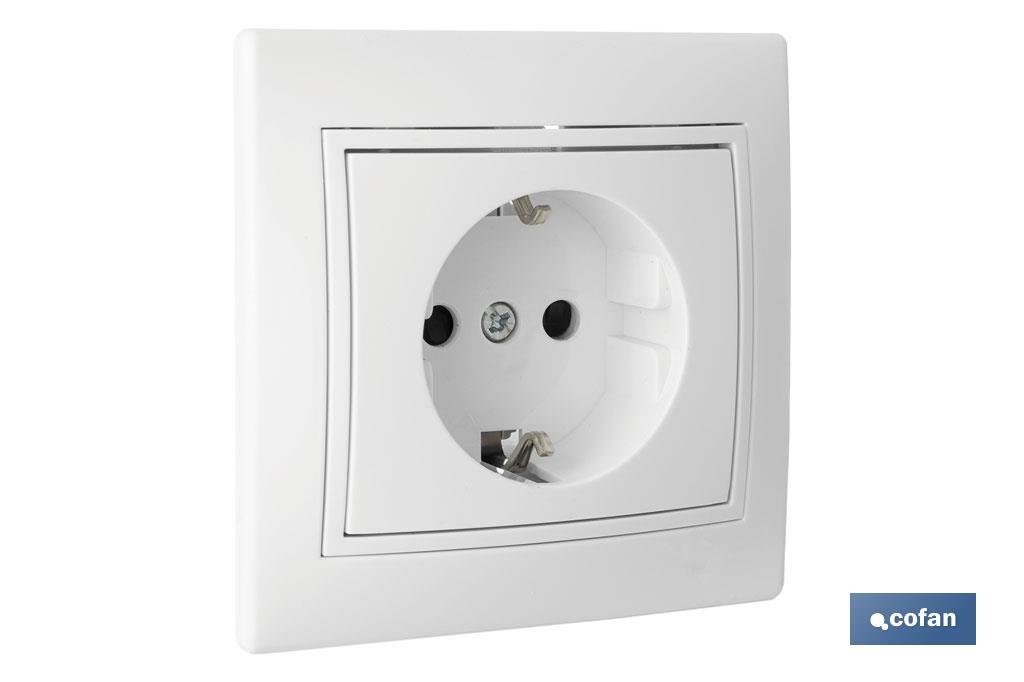 Base per presa elettrica bipolare da incasso | Modello Pacific | 16 A - 250 V | L-N | Colore: bianco - Cofan