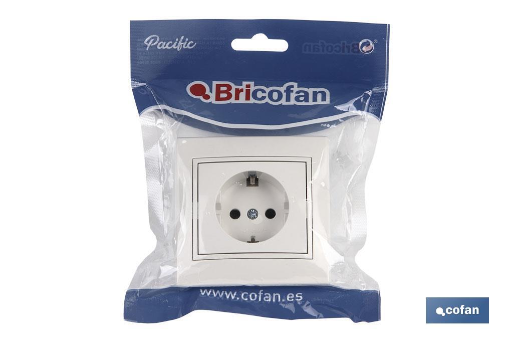 Flush mounted two-pole socket | Pacific Model | 16A - 250V | L-N | White - Cofan