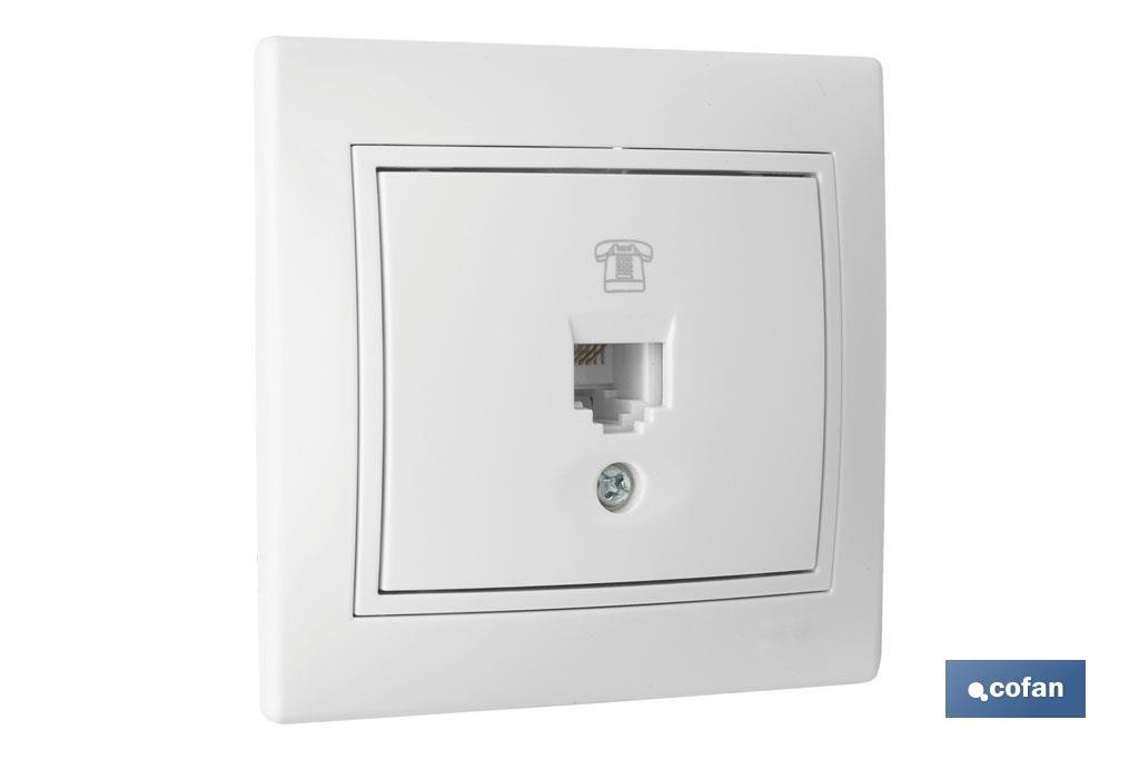 Flush mounted RJ11 telephone socket | Pacific Model | White - Cofan