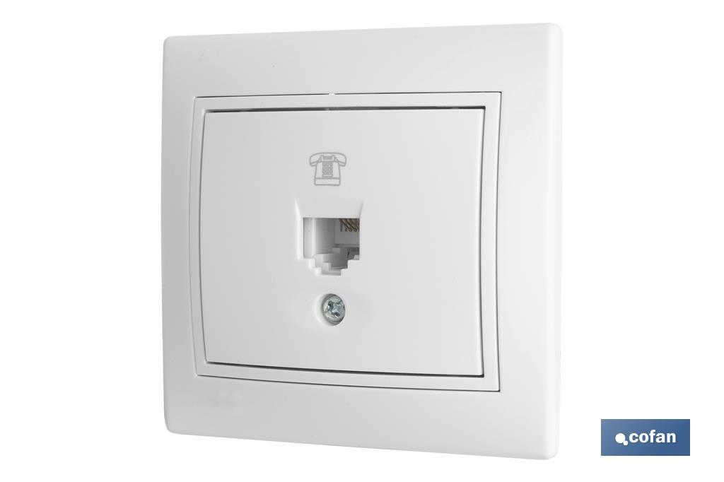 Flush mounted RJ11 telephone socket | Pacific Model | White - Cofan