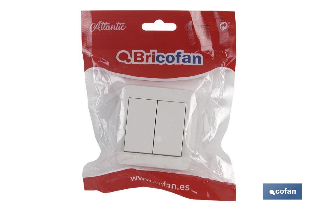 Duplo - Interruptor de superficie | Modelo Atlantis | Cor Branco | 10 A - 250 V - Cofan