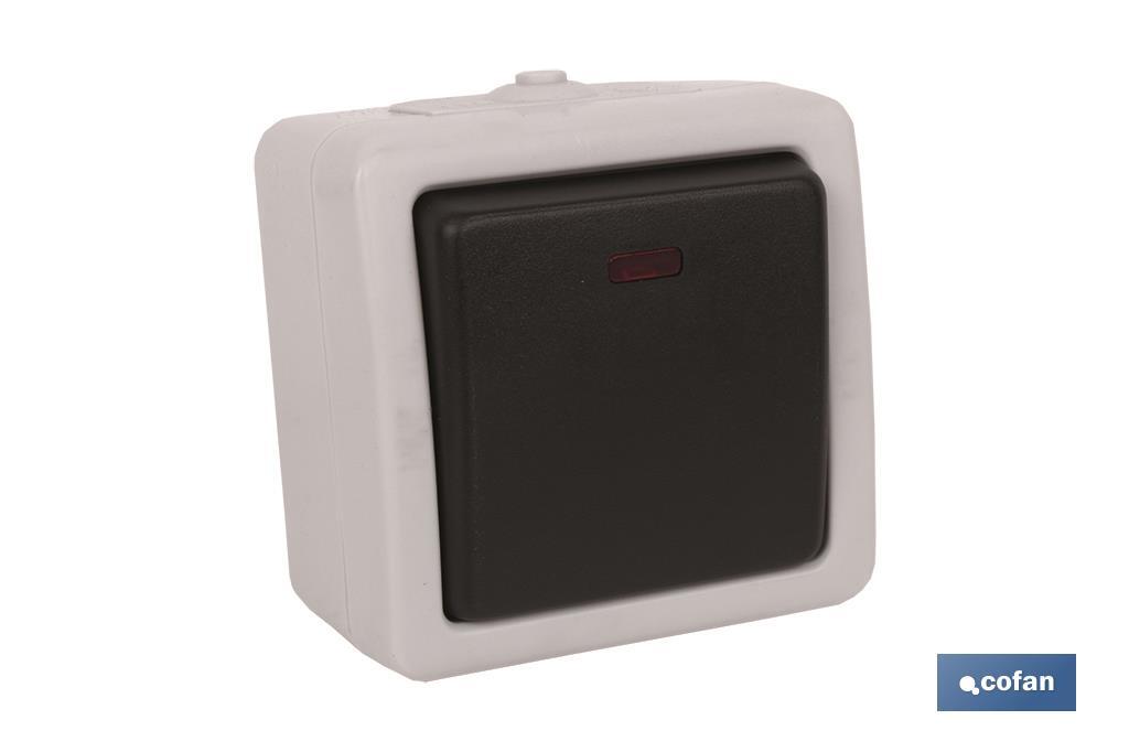 Interruptor - Conmutador Estanco IP44 | Para exteriores | 10A 250V | Color gris - Cofan