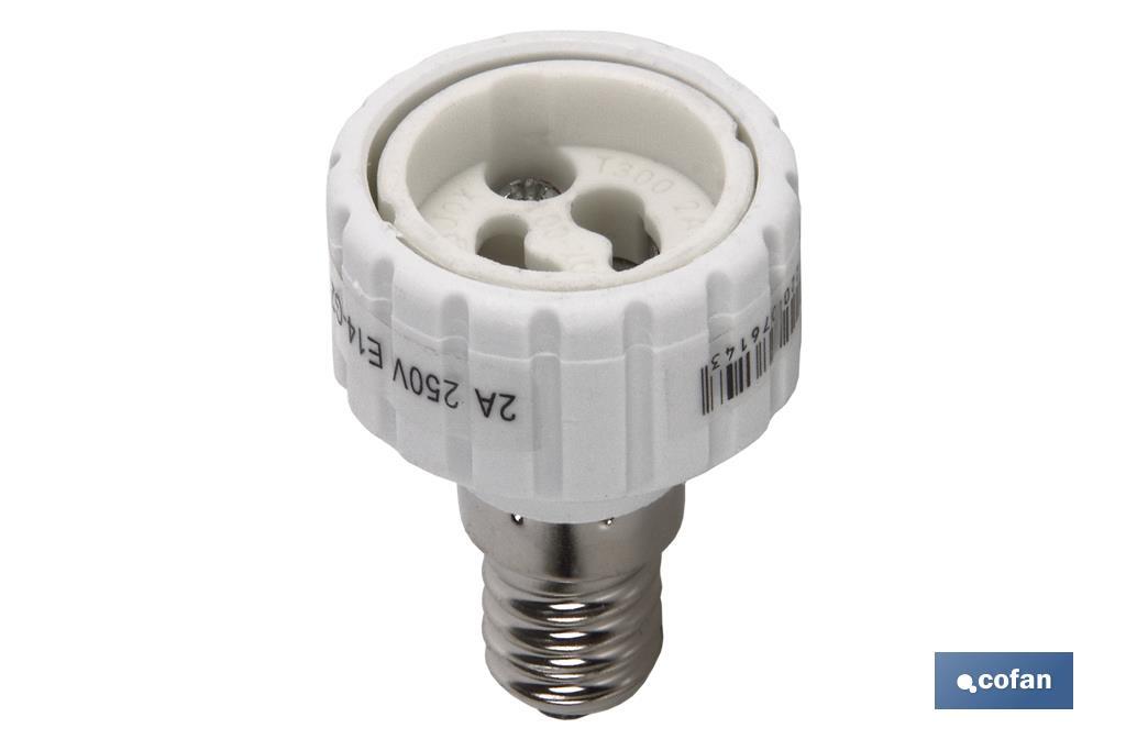 Portalámparas adaptador | Adapta de E27 a GU10/GZ10 | 2 A - 250 V~ - Cofan