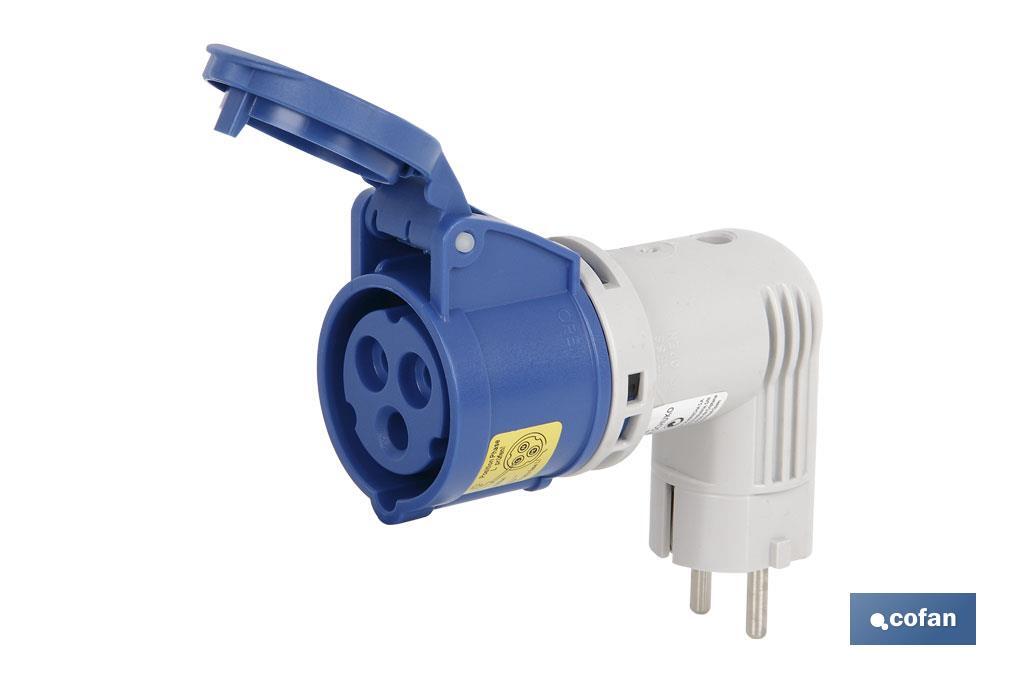 Adaptateur de conversion bipolaire | Degré de protection IP 44 | Fiche Schuko 2 P + T | 16 A - Cofan