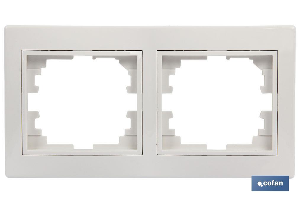 Marco de mecanismos eléctricos de encastrar | Para 2 elementos | Cores branco e negro - Cofan