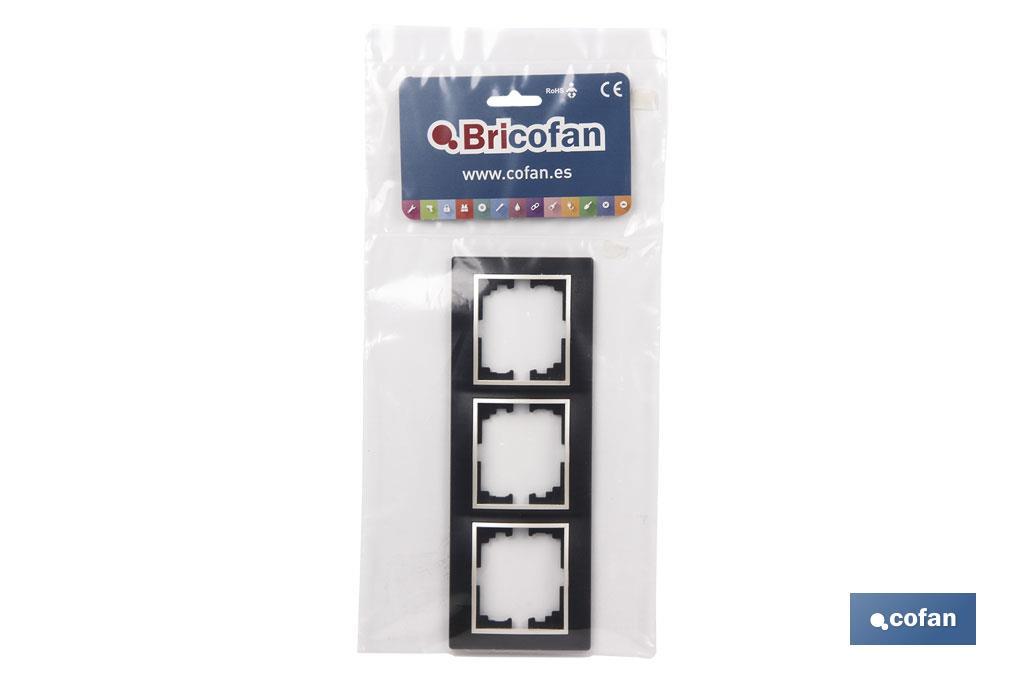 Flush mounted switch surround | for 3 gangs | White and black - Cofan