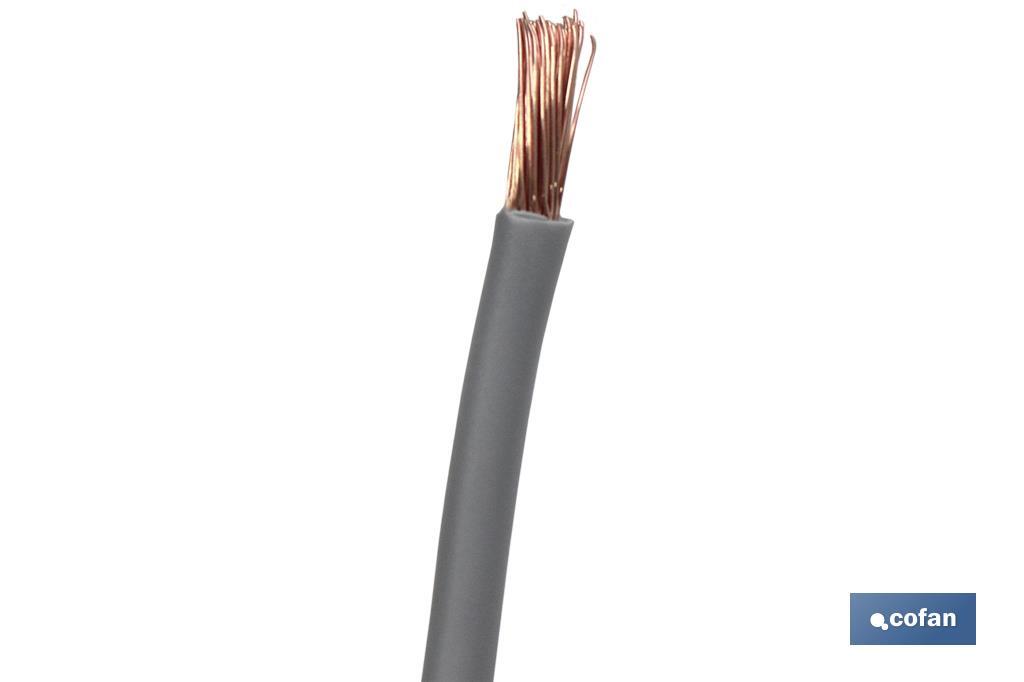 Rollo Cable Eléctrico H07V-K de 100 m | Sección de cable de varias medidas | Color: Gris - Cofan