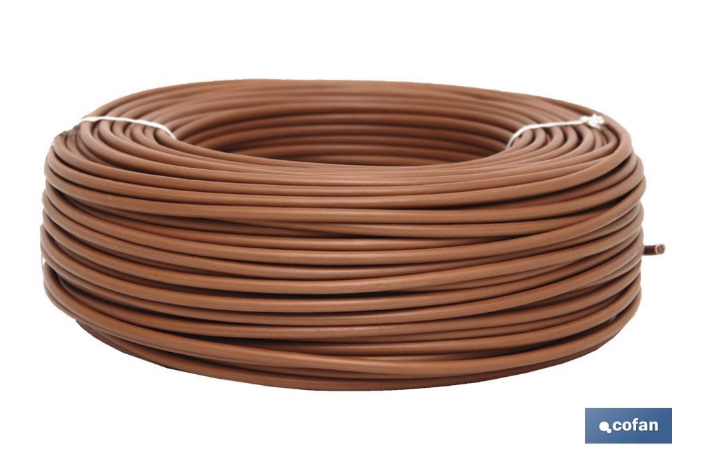 Rollo Cable Eléctrico  H07V-K de 100 m | Sección de cable de varias medidas | Color: Marrón - Cofan
