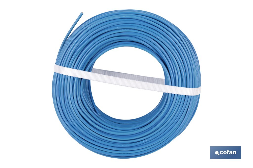 Rollo Cable Eléctrico de 100 m | H07V-K | Sección de cable de varias medidas | Color: Azul - Cofan