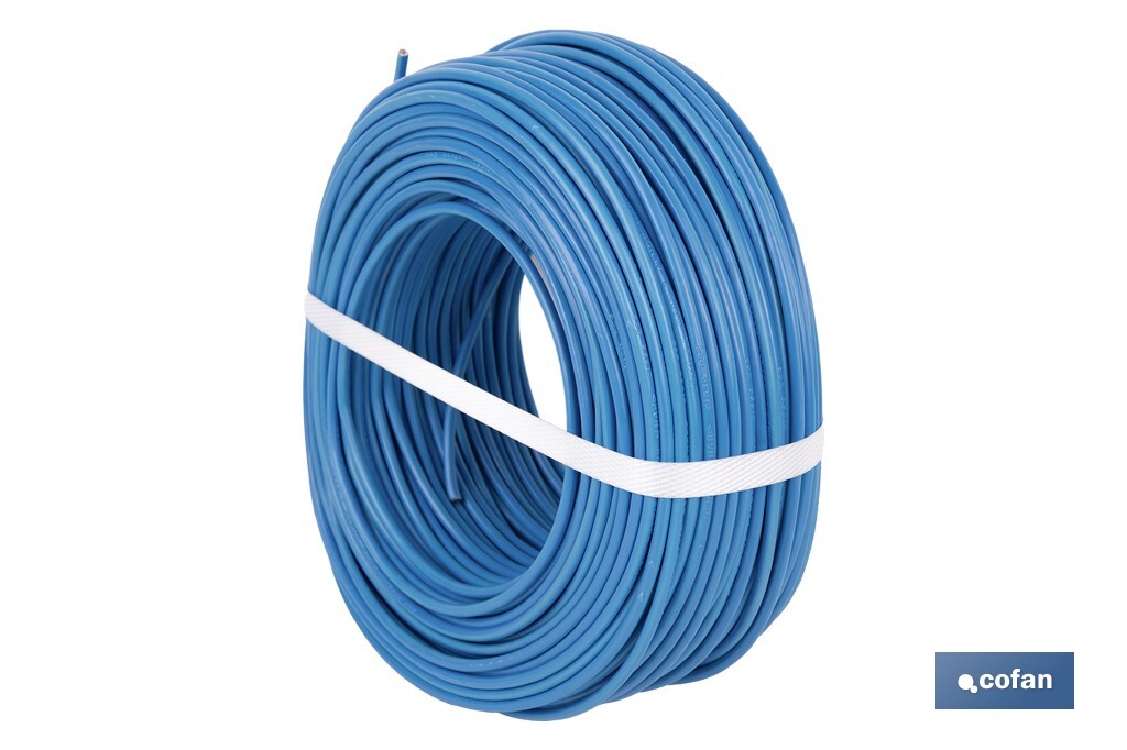 Rollo Cable Eléctrico de 100 m | H07V-K | Sección de cable de varias medidas | Color: Azul - Cofan