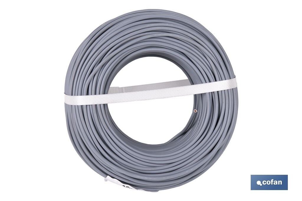 Rollo Cable Eléctrico H07V-K de 100 m | Sección de cable de varias medidas | Color: Gris - Cofan