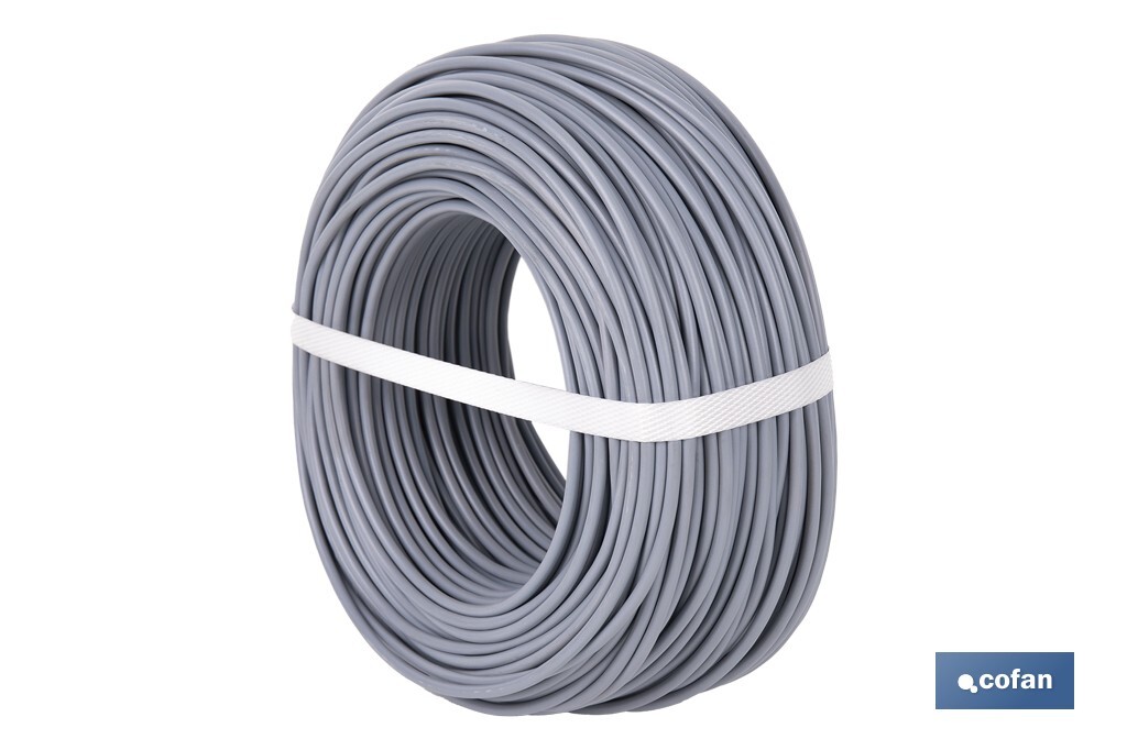 Rollo Cable Eléctrico H07V-K de 100 m | Sección de cable de varias medidas | Color: Gris - Cofan