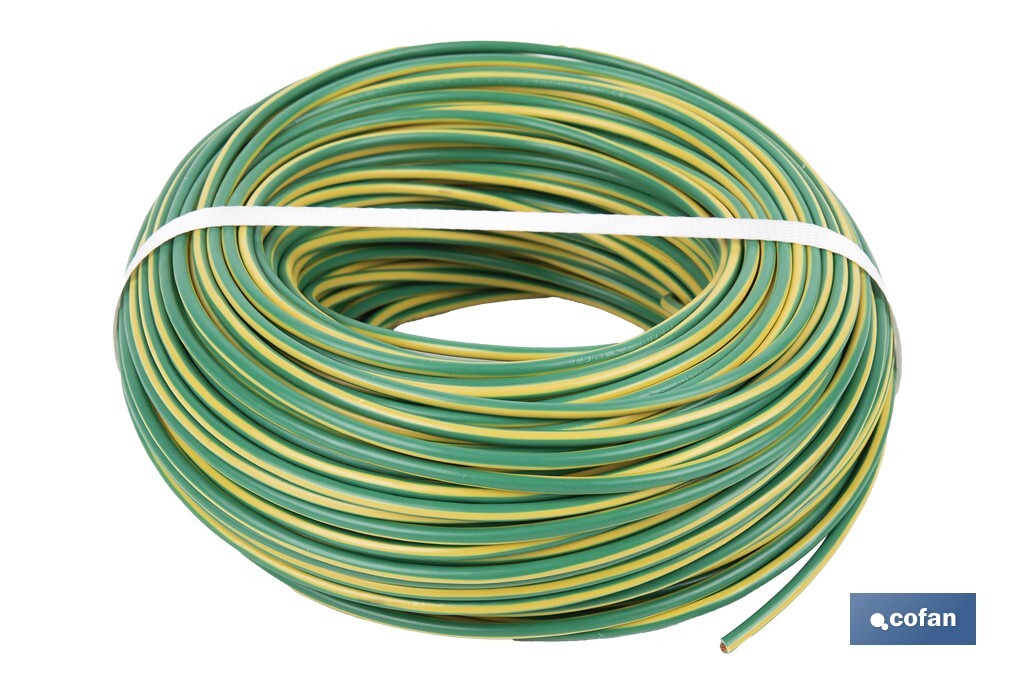 Rollo Cable Eléctrico de 100 m H07V-K | Sección de cable en varias medidas | Color: Verde - Cofan