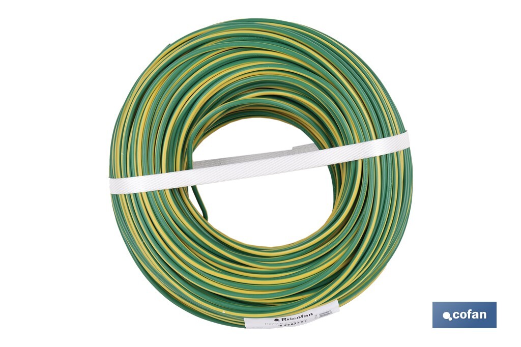 Rollo Cable Eléctrico de 100 m H07V-K | Sección de cable en varias medidas | Color: Verde - Cofan