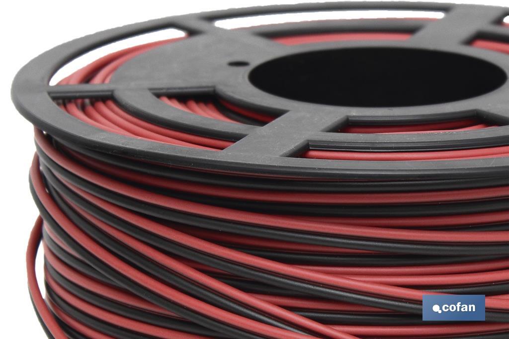 Electric Cable Roll of 100m | Parallel | Cable cross section of various sizes | Black and red - Cofan