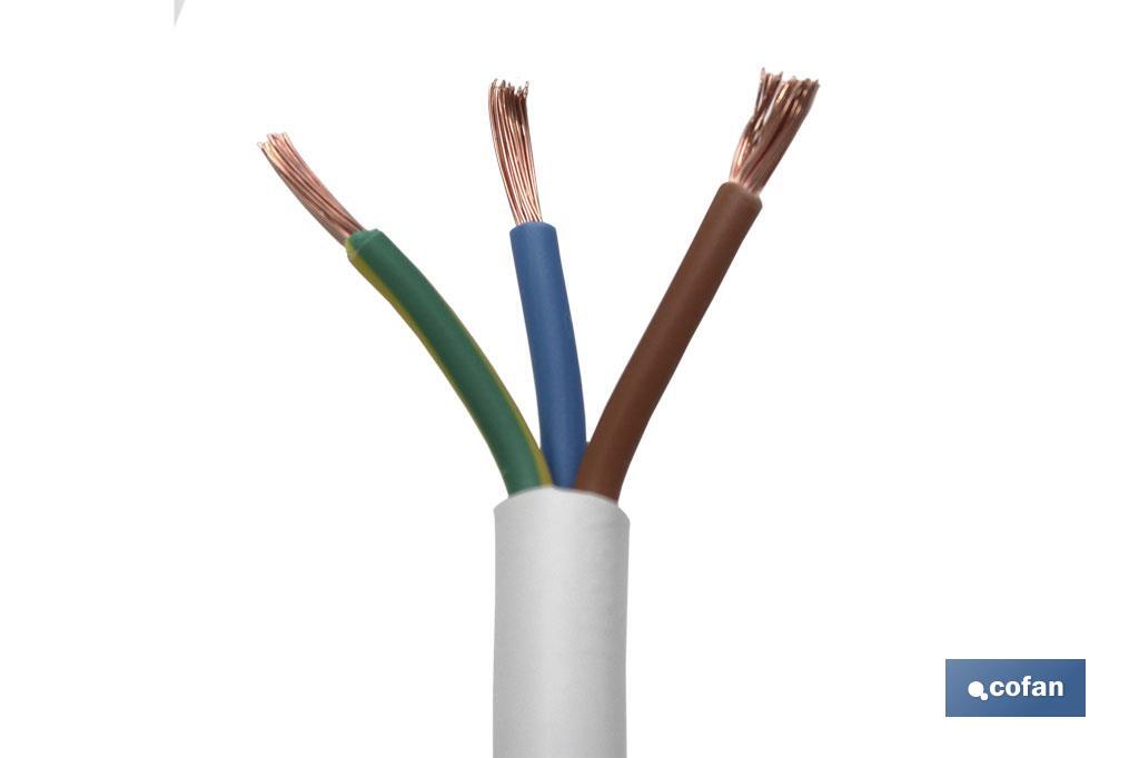 Rollo Cable Eléctrico de 100 m | PVC H05VV-F | Sección 3 x 1 mm2 | Color Blanco - Cofan