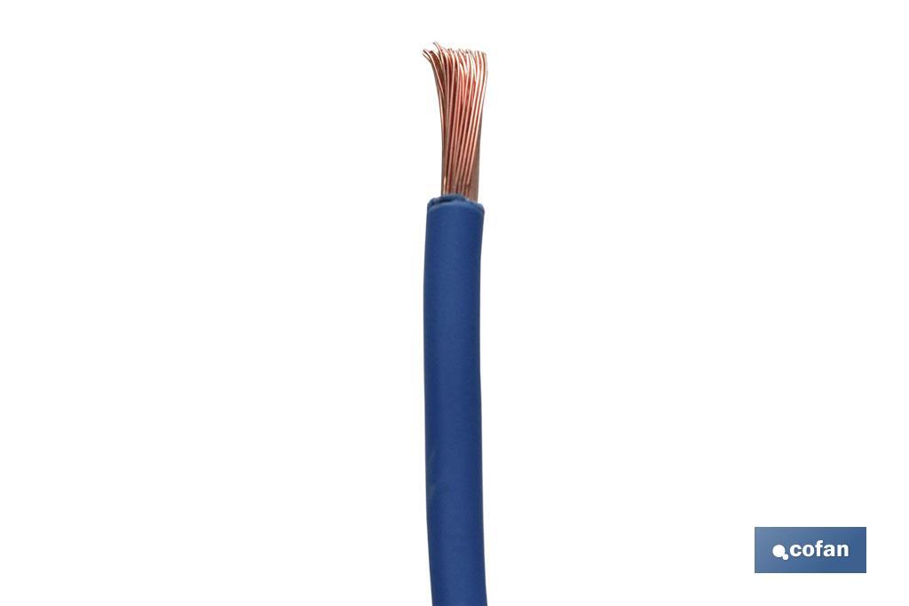 Rollo Cable Eléctrico de 100 m | H07V-K | Sección de cable de varias medidas | Color: Azul - Cofan