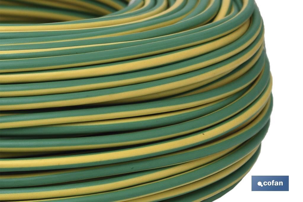 Rollo Cable Eléctrico de 100 m H07V-K | Sección de cable en varias medidas | Color: Verde - Cofan