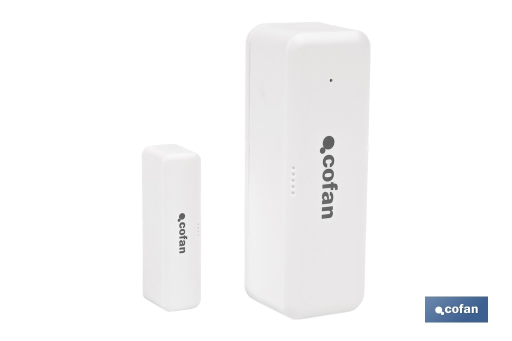 Sensor inteligente para puertas y ventanas | Conexión WiFi y Bluetooth | Funciona con aplicación Smart Life o Tuya | Compatible con Alexa y Google | Protección antirrobo - Cofan