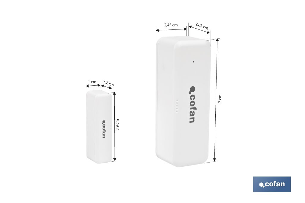 Sensor inteligente para portas e janelas | Ligação WiFi e Bluetooth | Funciona com a aplicação Smart Life ou Tuya | Compatível com Alexa e Google | Proteção anti-roubo - Cofan