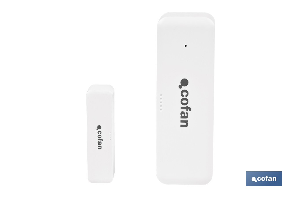 Sensor inteligente para puertas y ventanas | Conexión WiFi y Bluetooth | Funciona con aplicación Smart Life o Tuya | Compatible con Alexa y Google | Protección antirrobo - Cofan