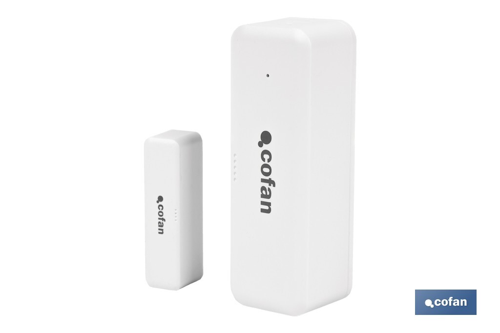 Sensor inteligente para puertas y ventanas | Conexión WiFi y Bluetooth | Funciona con aplicación Smart Life o Tuya | Compatible con Alexa y Google | Protección antirrobo - Cofan