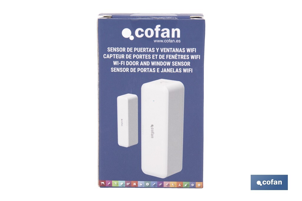 Sensor inteligente para puertas y ventanas | Conexión WiFi y Bluetooth | Funciona con aplicación Smart Life o Tuya | Compatible con Alexa y Google | Protección antirrobo - Cofan