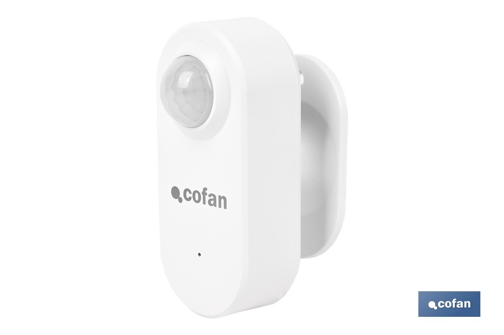 Sensor de movimiento inteligente | Conexión WiFi y Bluetooth | Funciona con aplicación Smart Life o Tuya | Compatible con Alexa y Google | Seguridad en el hogar - Cofan
