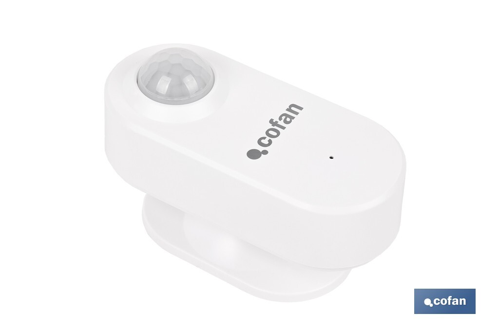 Sensor de movimiento inteligente | Conexión WiFi y Bluetooth | Funciona con aplicación Smart Life o Tuya | Compatible con Alexa y Google | Seguridad en el hogar - Cofan