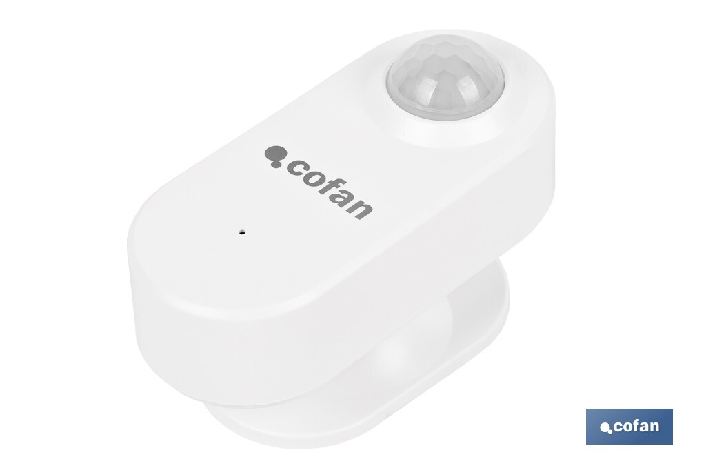 Sensor de movimiento inteligente | Conexión WiFi y Bluetooth | Funciona con aplicación Smart Life o Tuya | Compatible con Alexa y Google | Seguridad en el hogar - Cofan