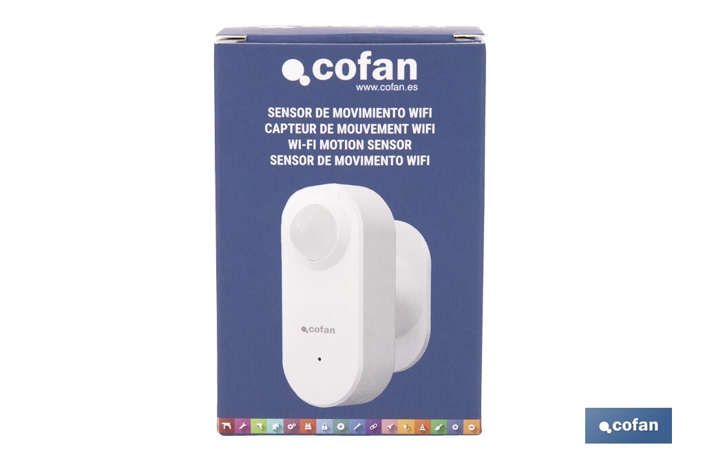Sensor de movimiento inteligente | Conexión WiFi y Bluetooth | Funciona con aplicación Smart Life o Tuya | Compatible con Alexa y Google | Seguridad en el hogar - Cofan