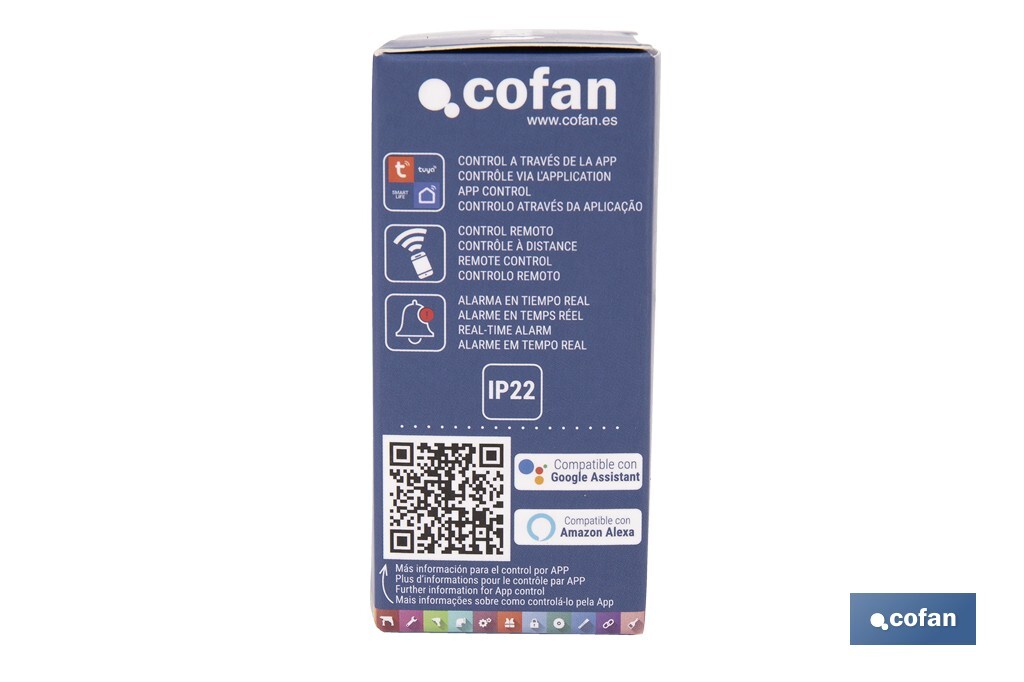 Sensor de movimiento inteligente | Conexión WiFi y Bluetooth | Funciona con aplicación Smart Life o Tuya | Compatible con Alexa y Google | Seguridad en el hogar - Cofan