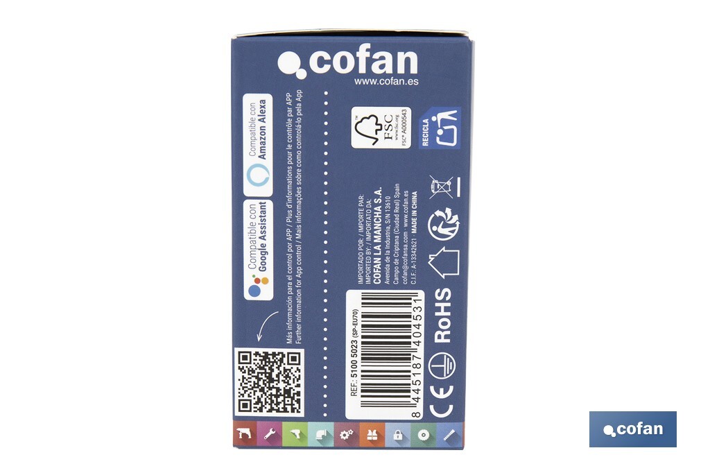 Smart socket with USB and USB-C ports | Wi-Fi and Bluetooth connection | Smart Life or Tuya Smart app | Compatible with Alexa and Google | Remote control, timer and child safety protection - Cofan