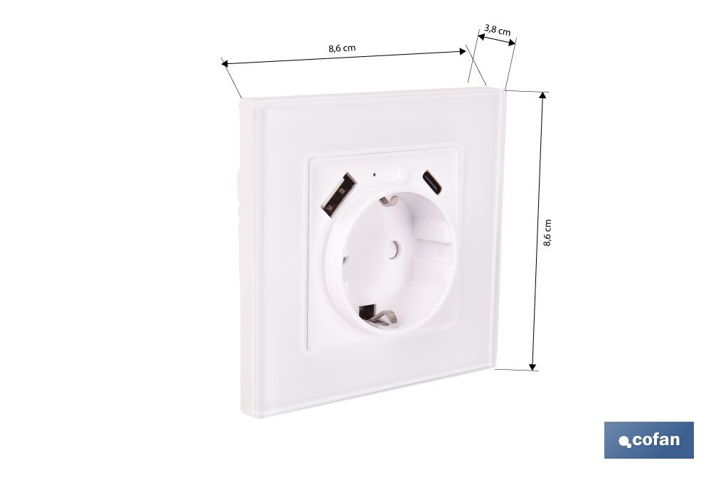 Smart socket with USB and USB-C ports | Wi-Fi and Bluetooth connection | Smart Life or Tuya Smart app | Compatible with Alexa and Google | Remote control, timer and child safety protection - Cofan