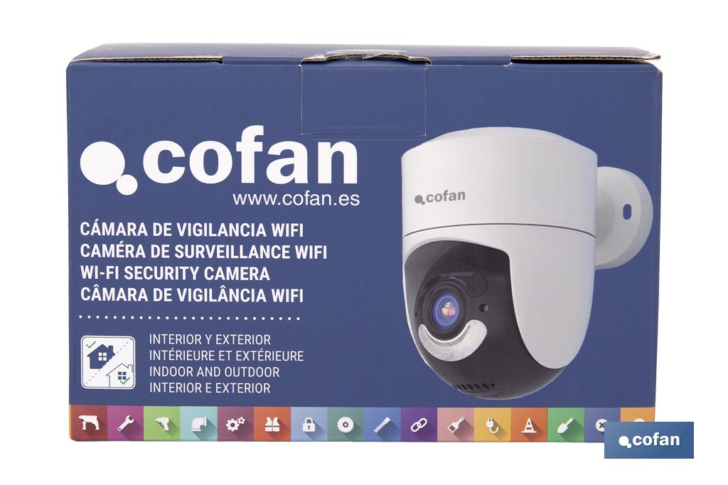 Cámara de seguridad inteligente con WiFi | Con control remoto, audio bidireccional y amplio ángulo de visión - Cofan