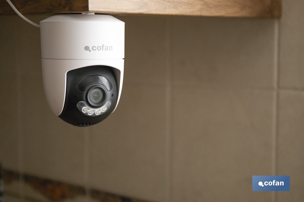 Cámara de seguridad inteligente con WiFi | Con control remoto, audio bidireccional y amplio ángulo de visión - Cofan