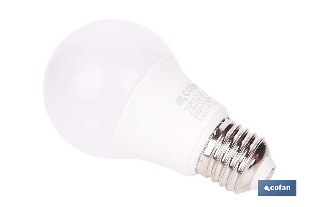 Bombillas LED classic E27 de luz fría (6500 K) | Ahorro de energía y larga duración 15.000 h de vida | Ángulo de apertura de 180° - Cofan