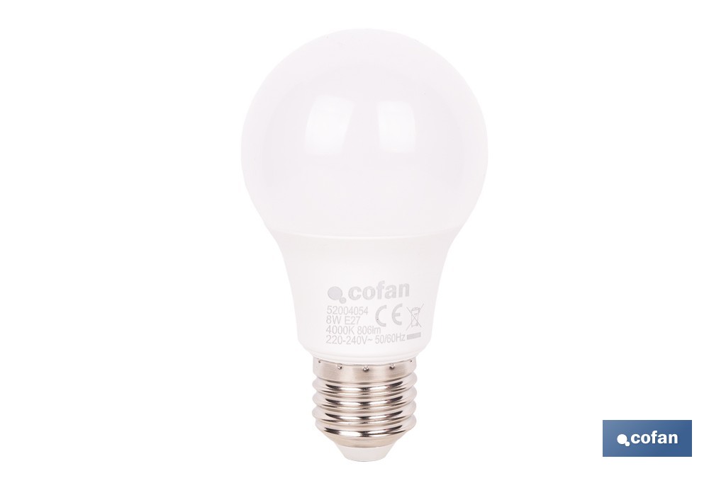 Bombillas LED classic E27 de luz neutra (4.000 k) | Ahorro de energía y larga duración 15.000 h de vida | Ángulo de apertura de 180° - Cofan