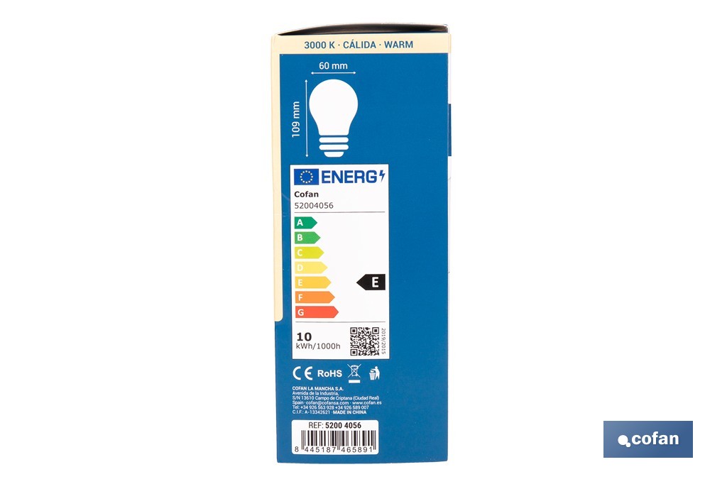 Bombillas LED classic E27 de luz cálida (3000 K) | Ahorro de energía y larga duración 15.000 h de vida | Ángulo de apertura de 180° - Cofan
