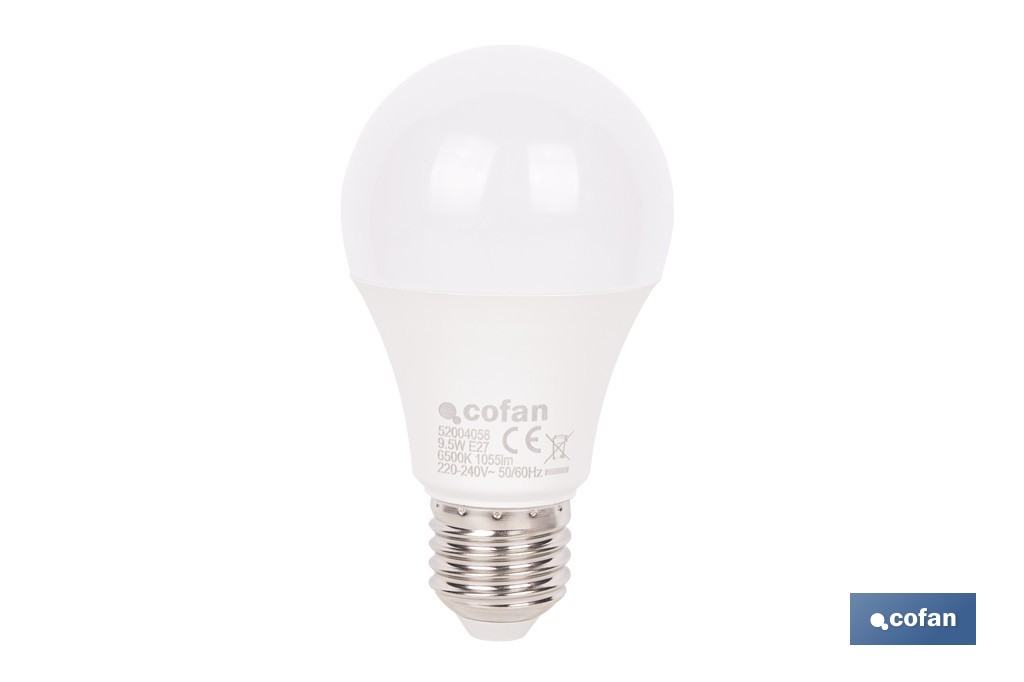 Bombillas LED classic E27 de luz fría (6500 K) | Ahorro de energía y larga duración 15.000 h de vida | Ángulo de apertura de 180° - Cofan