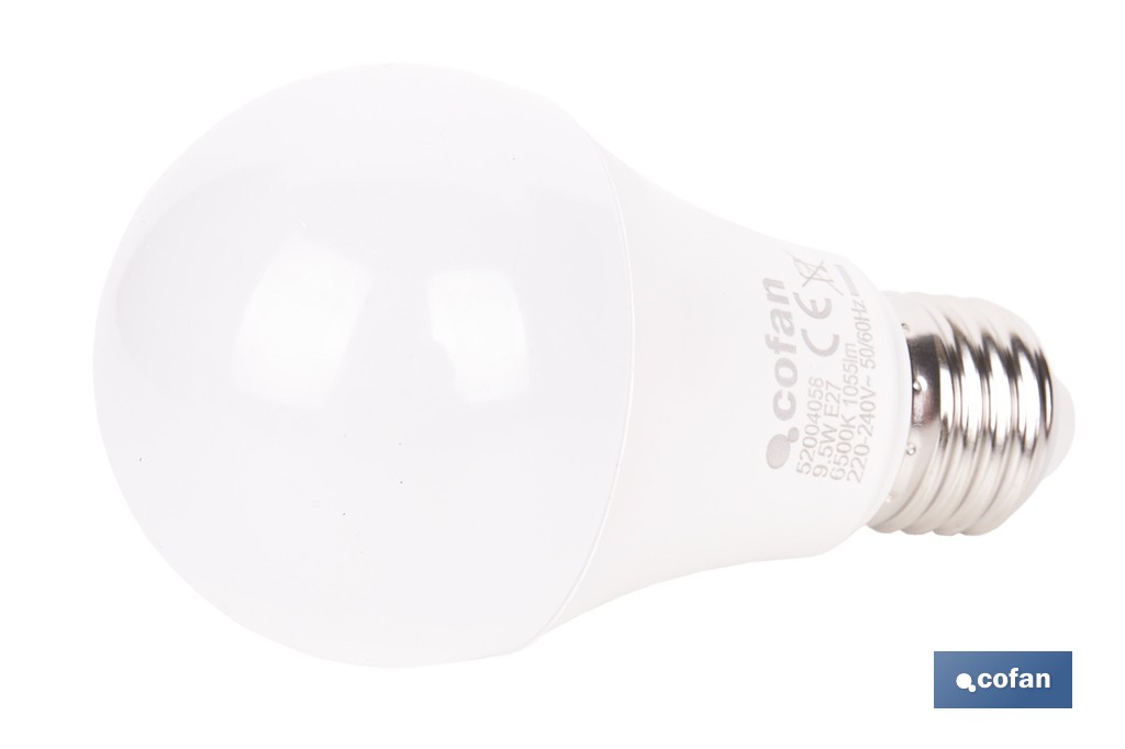 Bombillas LED classic E27 de luz fría (6500 K) | Ahorro de energía y larga duración 15.000 h de vida | Ángulo de apertura de 180° - Cofan