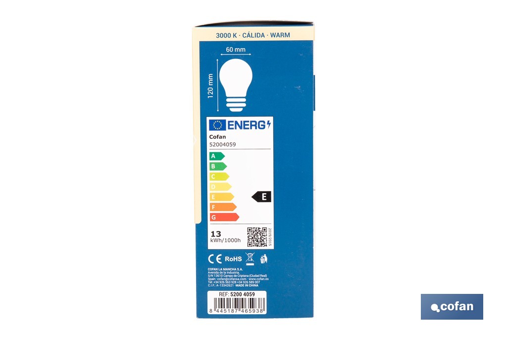 Bombillas LED classic E27 de luz cálida (3000 K) | Ahorro de energía y larga duración 15.000 h de vida | Ángulo de apertura de 180° - Cofan