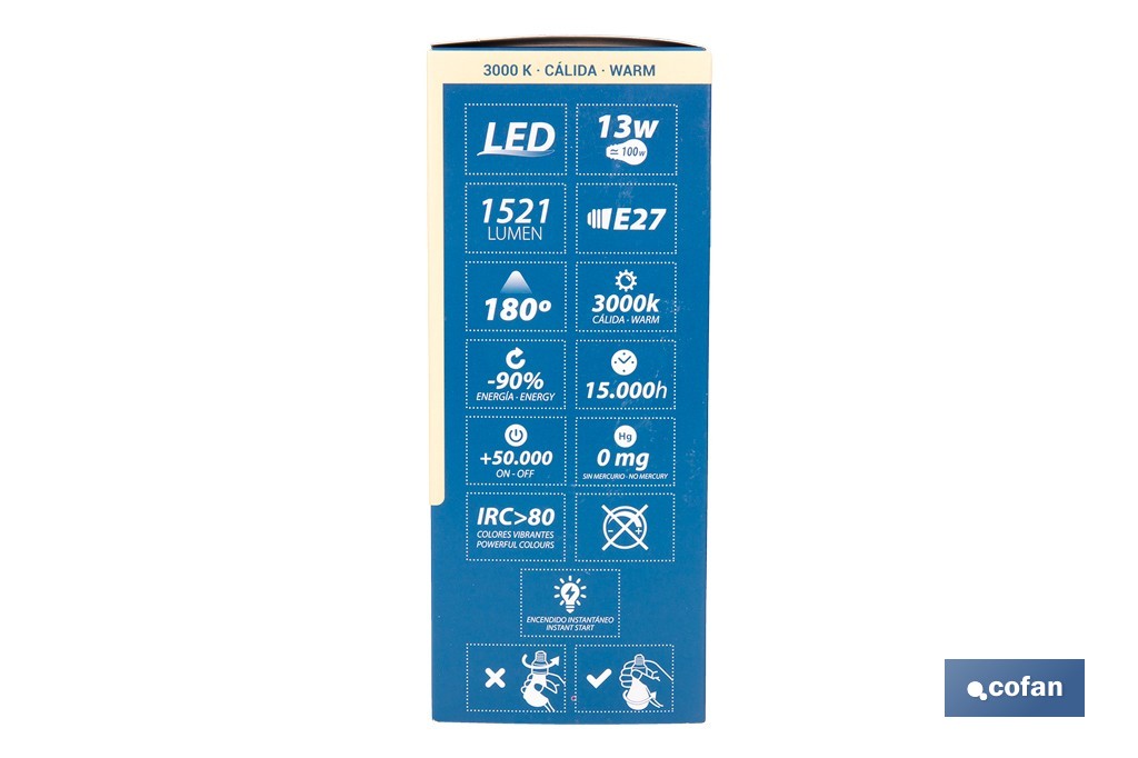 Bombillas LED classic E27 de luz cálida (3000 K) | Ahorro de energía y larga duración 15.000 h de vida | Ángulo de apertura de 180° - Cofan