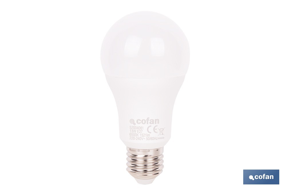 Bombillas LED classic E27 de luz fría (6500 K) | Ahorro de energía y larga duración 15.000 h de vida | Ángulo de apertura de 180° - Cofan