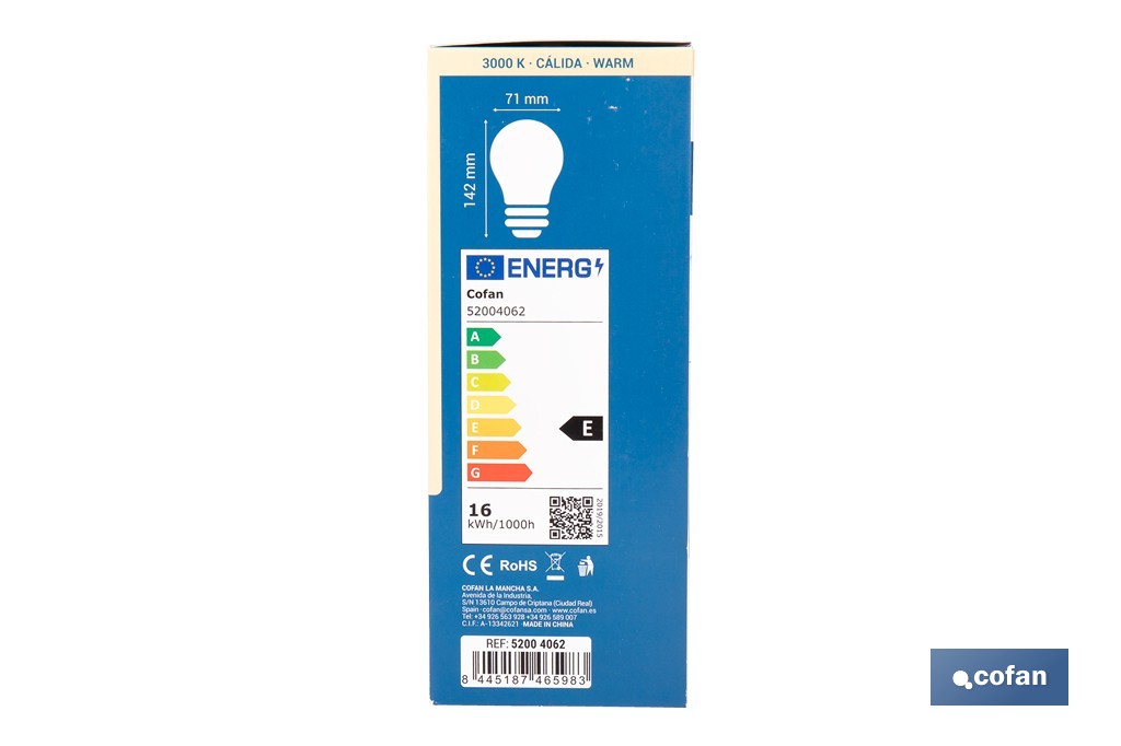 Bombillas LED classic E27 de luz cálida (3000 K) | Ahorro de energía y larga duración 15.000 h de vida | Ángulo de apertura de 180° - Cofan